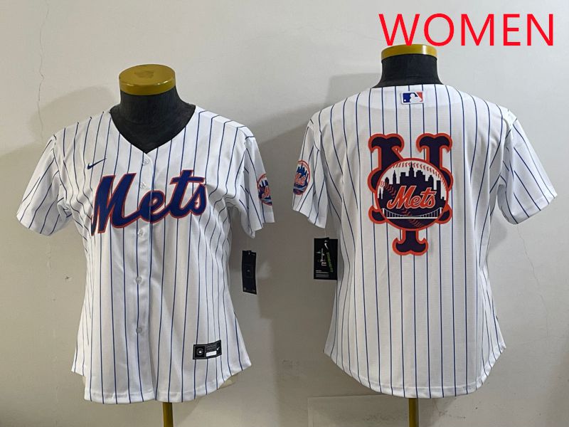 Women New York Mets Blank White Stripe Game 2025 Nike MLB Jersey style 11